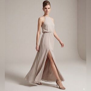 Show ME YOUR MUMU off back HALTER maxi DRESS SMALL BEIGE bridesmaid
